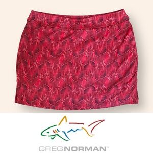 Greg Norman Collection Red Tropical Leaf Print Skort, Size L, MSRP‎ $70